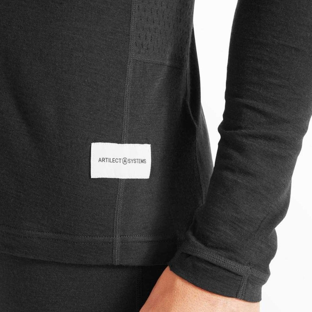 Artilect Boulder 125 Long Sleeve Crew Merino Men's Baselayer - Black - Hill and Dale Outdoors