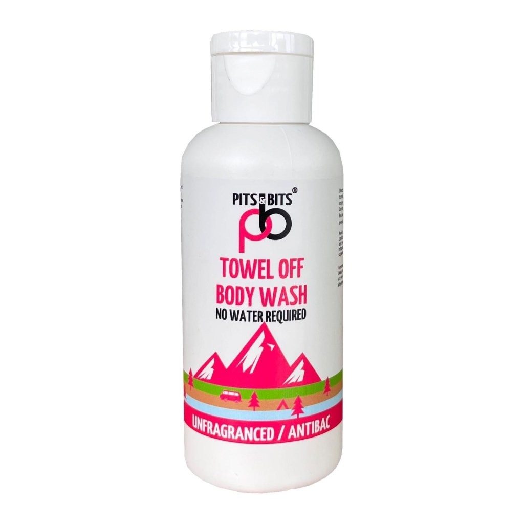 Pits & Bits Towel Off Body Wash - Antibacterial and Fragrance - Free 100ml Travel Size - Hill and Dale Outdoors