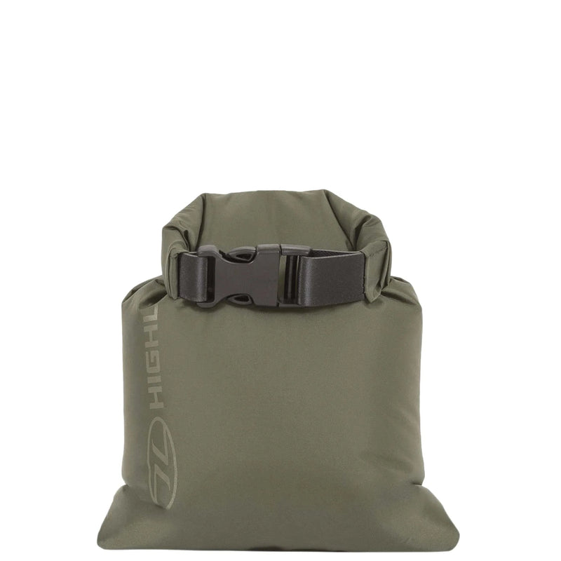 olive green Highlander lightweight waterproof dry bag with black buckle