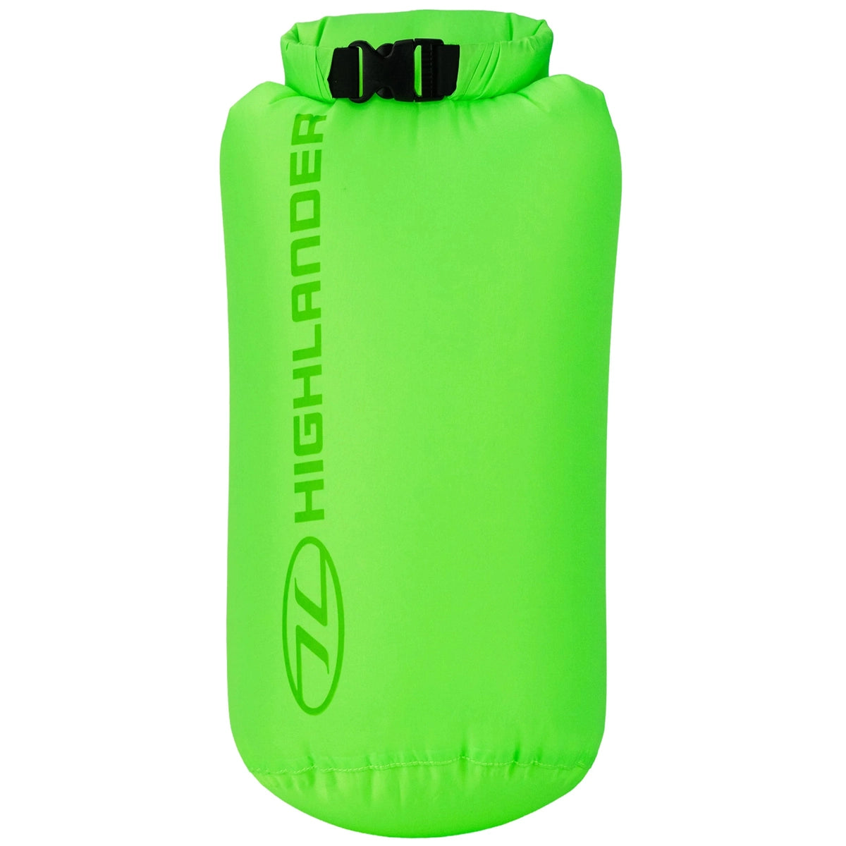 neon lime green Highlander dry bag with dark green vertical logo