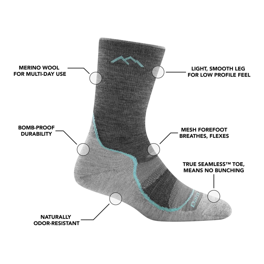 Darn Tough 1967 Women's Light Hiker Micro Crew Lightweight Hiking Sock - Taupe - Hill and Dale Outdoors