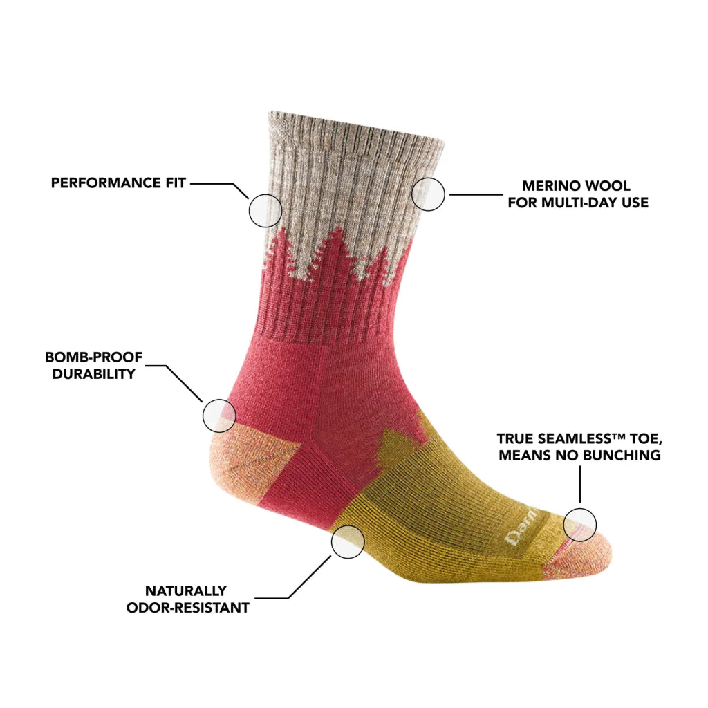 Darn Tough 1971 Women's Treeline Micro Crew Midweight Hiking Sock - Aqua - Hill and Dale Outdoors