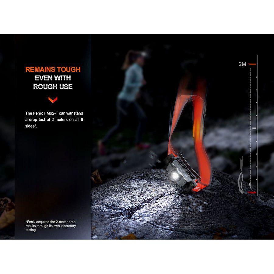 Fenix HM62 - T Light Weight Trail Running USB Rechargeable Headtorch - Black - Hill and Dale Outdoors