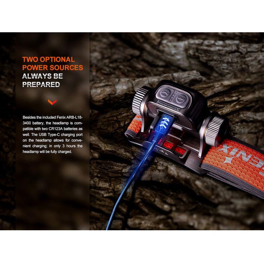 Fenix HM65R-T V2.0 Trail Running USB Rechargeable Headtorch - Black - Ex-Demo