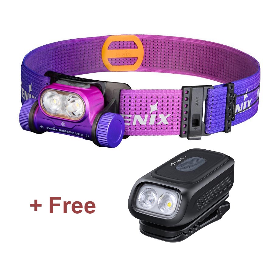 Fenix HM65R-T V2.0 Trail Running Headtorch + Free E04R Emergency Clip Light
