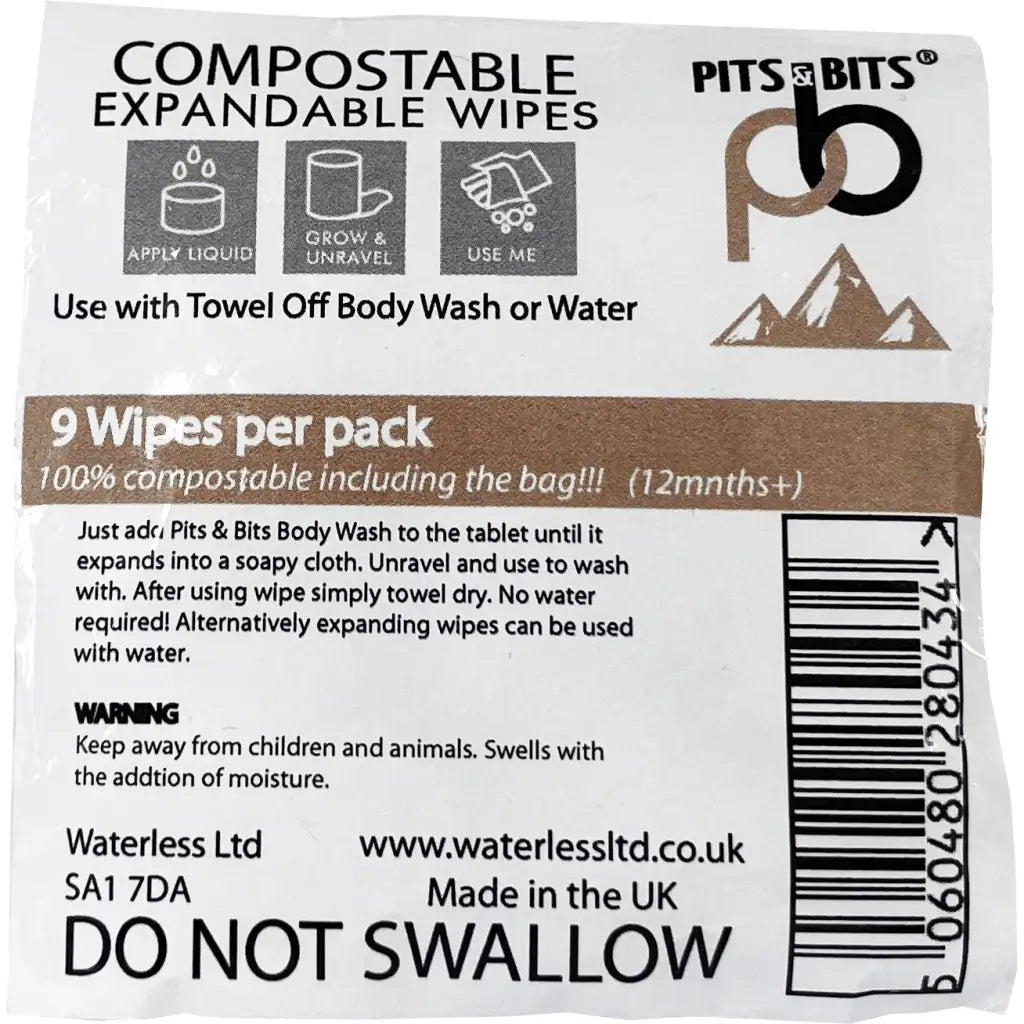 Pits & Bits Pits and Bits Expandable Wipes (9 Pack) - Hill and Dale Outdoors