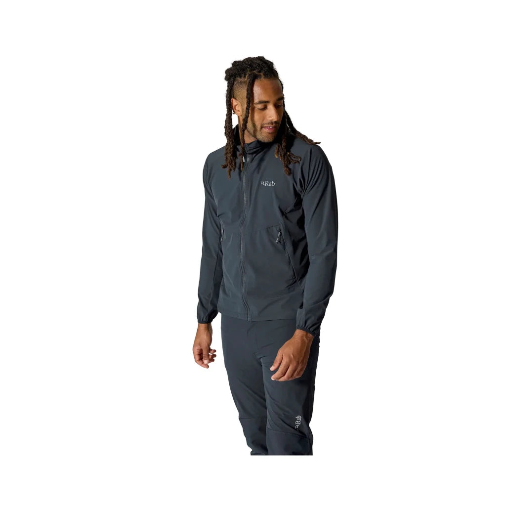 Men's Rab Borealis charcoal softshell jacket and trousers with chest logo