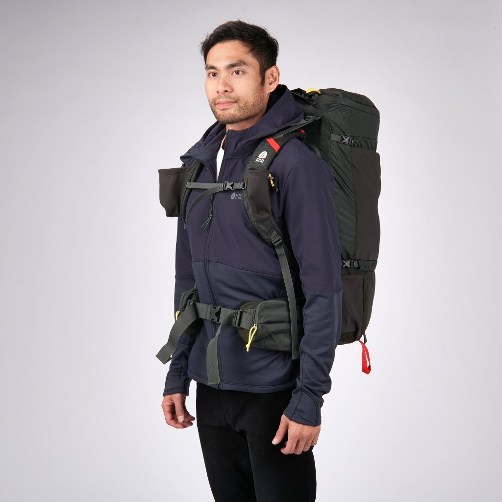 Sierra Designs Flex Capacitor 40L - 60L Blackpack With Waist Belt - Peat - Hill and Dale Outdoors